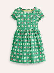 Boden Green 100% Cotton Sunflower Short Sleeved Fun Jersey Dress - Image 2 of 4