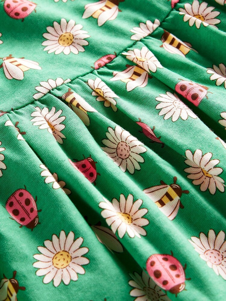 Boden Green 100% Cotton Sunflower Short Sleeved Fun Jersey Dress - Image 4 of 4