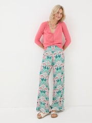 FatFace Leila Green Mirror Paisley Palazzo Trousers - Image 1 of 5