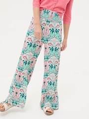 FatFace Leila Green Mirror Paisley Palazzo Trousers - Image 2 of 5