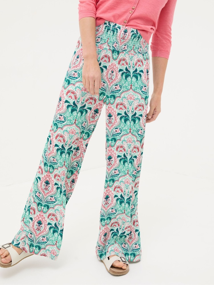 FatFace Leila Green Mirror Paisley Palazzo Trousers - Image 2 of 5 FatFace Leila Green Mirror Paisley Palazzo Trousers - Image 2 of 5