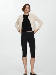 Mango Cream Knitted Cardigan With Drawstring - Image 2 of 7