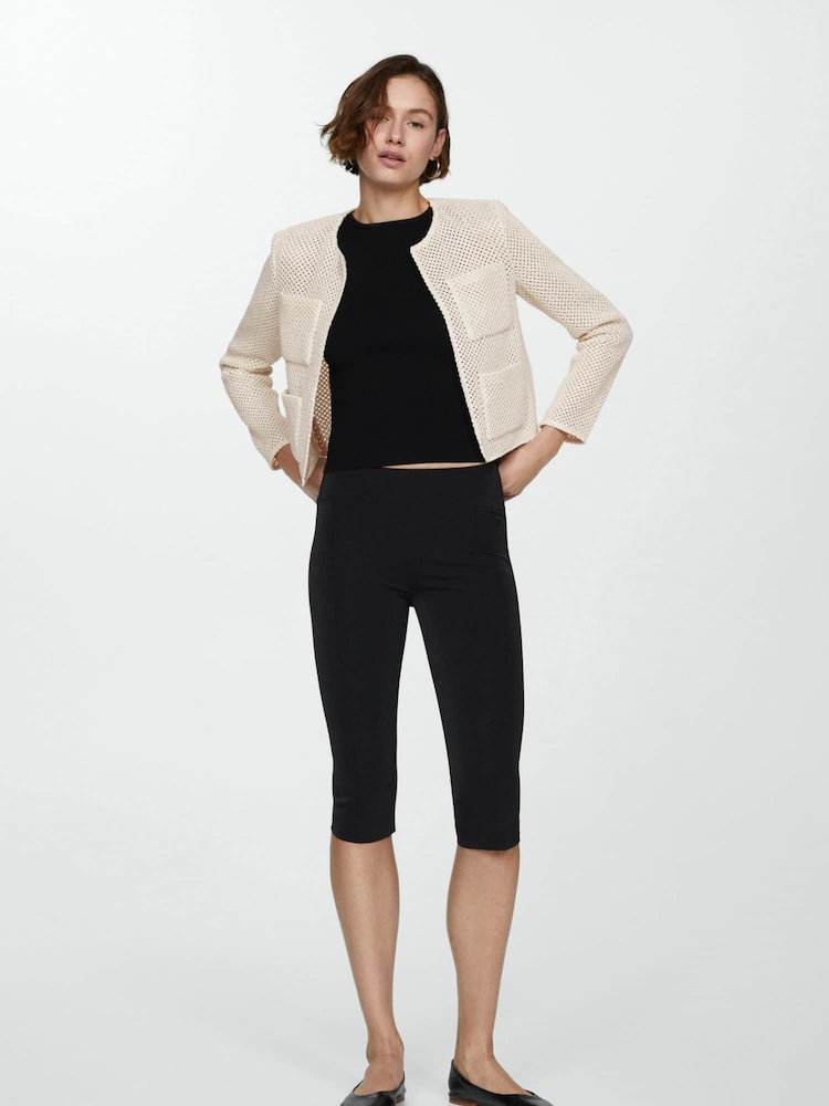 Mango Cream Knitted Cardigan With Drawstring - Image 2 of 7