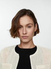 Mango Cream Knitted Cardigan With Drawstring - Image 4 of 7