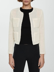 Mango Cream Knitted Cardigan With Drawstring - Image 5 of 7