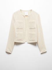 Mango Cream Knitted Cardigan With Drawstring - Image 6 of 7