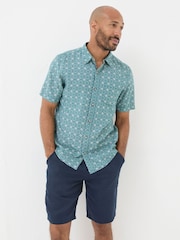 FatFace Green Short Sleeve Snave Tile Print Shirt - Image 1 of 6
