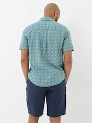 FatFace Green Short Sleeve Snave Tile Print Shirt - Image 2 of 6