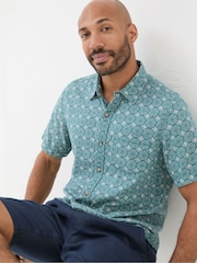 FatFace Green Short Sleeve Snave Tile Print Shirt - Image 3 of 6
