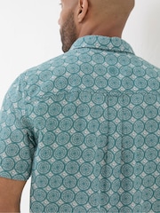 FatFace Green Short Sleeve Snave Tile Print Shirt - Image 4 of 6