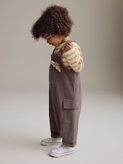 Marron mink - Ensemble salopette en velours côtelé et t-shirt à manches longues (3mois-7ans) - Image 2 of 4