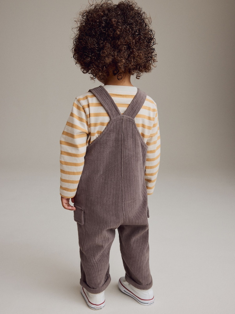 Marron mink - Ensemble salopette en velours côtelé et t-shirt à manches longues (3mois-7ans) - Image 3 of 4