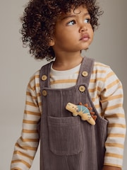 Marron mink - Ensemble salopette en velours côtelé et t-shirt à manches longues (3mois-7ans) - Image 4 of 4