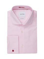 Skopes Pink 100% Cotton Double Cuff Dobby Shirt - Image 4 of 6
