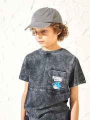 Angel & Rocket Black 100% Cotton Sonic Seam Detail Printed T-Shirt - Image 1 of 5