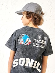 Angel & Rocket Black 100% Cotton Sonic Seam Detail Printed T-Shirt - Image 2 of 5