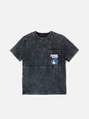 Angel & Rocket Black 100% Cotton Sonic Seam Detail Printed T-Shirt - Image 3 of 5