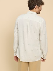 White Stuff White Lighthouse Print Linen Shirt - Image 2 of 7