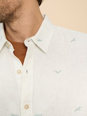White Stuff White Lighthouse Print Linen Shirt - Image 4 of 7