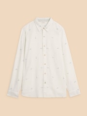 White Stuff White Lighthouse Print Linen Shirt - Image 5 of 7