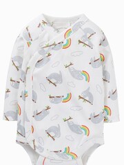 Frugi Sloth Print Wrap Around White Bodysuit 2 Pack - Image 3 of 6