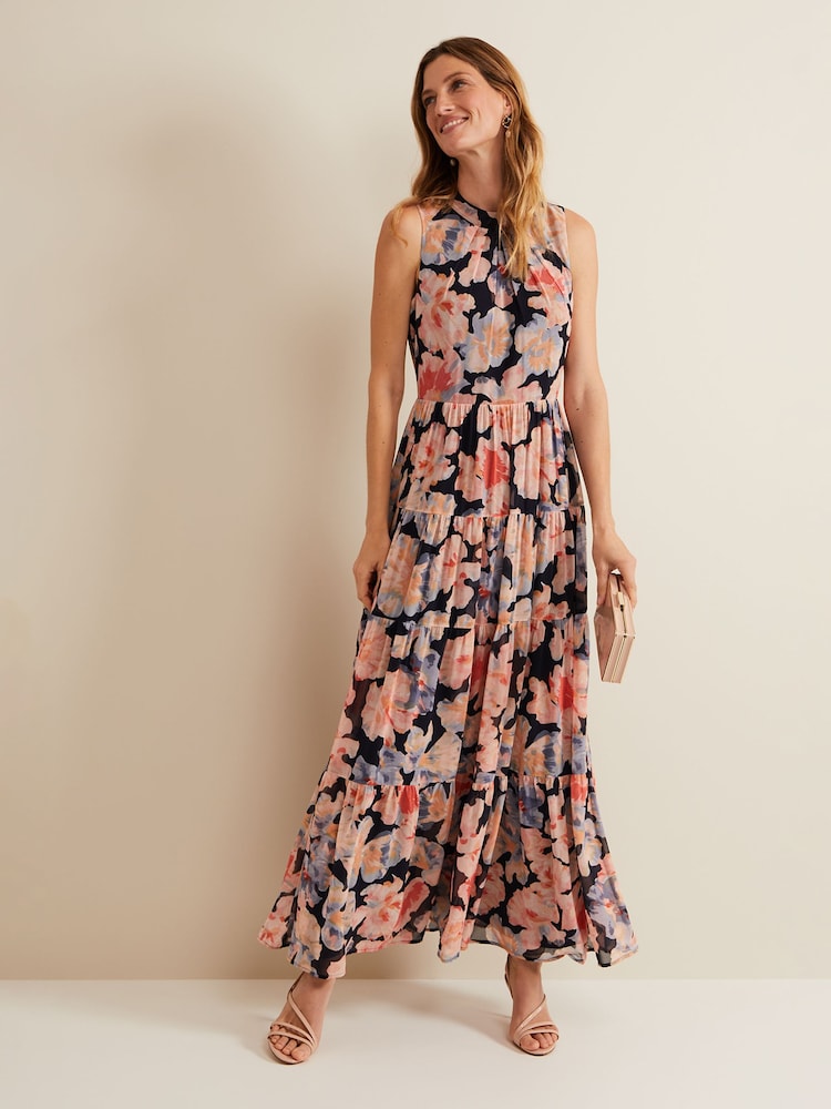 Phase Eight Black Vora Printed Tiered Maxi Dress - Image 1 of 7
