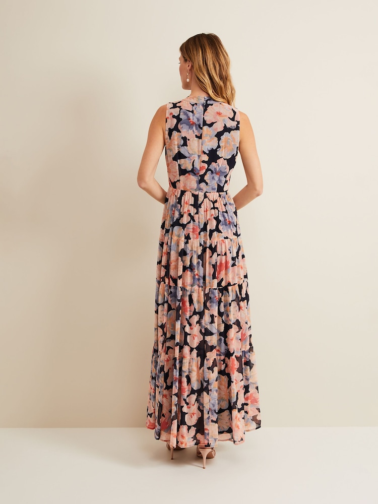 Phase Eight Black Vora Printed Tiered Maxi Dress - Image 2 of 7