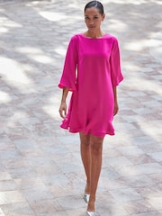 Sosandar Pink Ruffle Hem Shift Dress - Image 5 of 5