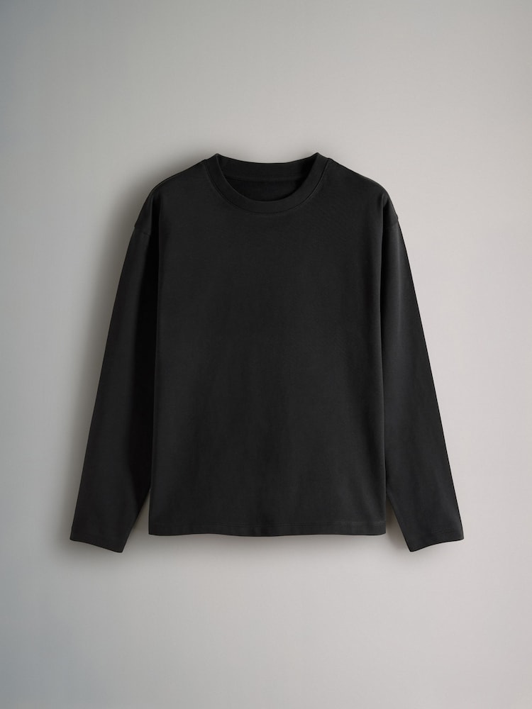 The Set Black/Black/White/Black & White Stripe 4 Pack Heavyweight Long Sleeve T-Shirts - Image 12 of 13