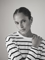 The Set Black/Black/White/Black & White Stripe 4 Pack Heavyweight Long Sleeve T-Shirts - Image 6 of 13
