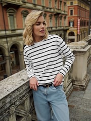 The Set Black/Black/White/Black & White Stripe 4 Pack Heavyweight Long Sleeve T-Shirts - Image 9 of 13