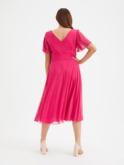 Scarlett & Jo Pink Victoria Angel Sleeve Mesh Midi long Dress - Image 4 of 4