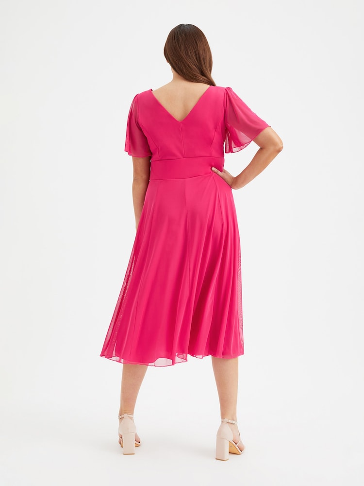 Rosa - Vestido a media pierna de malla con mangas de ángel Victoria de Scarlett & Jo - Imagen 4 de 4 Rosa - Vestido a media pierna de malla con mangas de ángel Victoria de Scarlett & Jo - Imagen 4 de 4