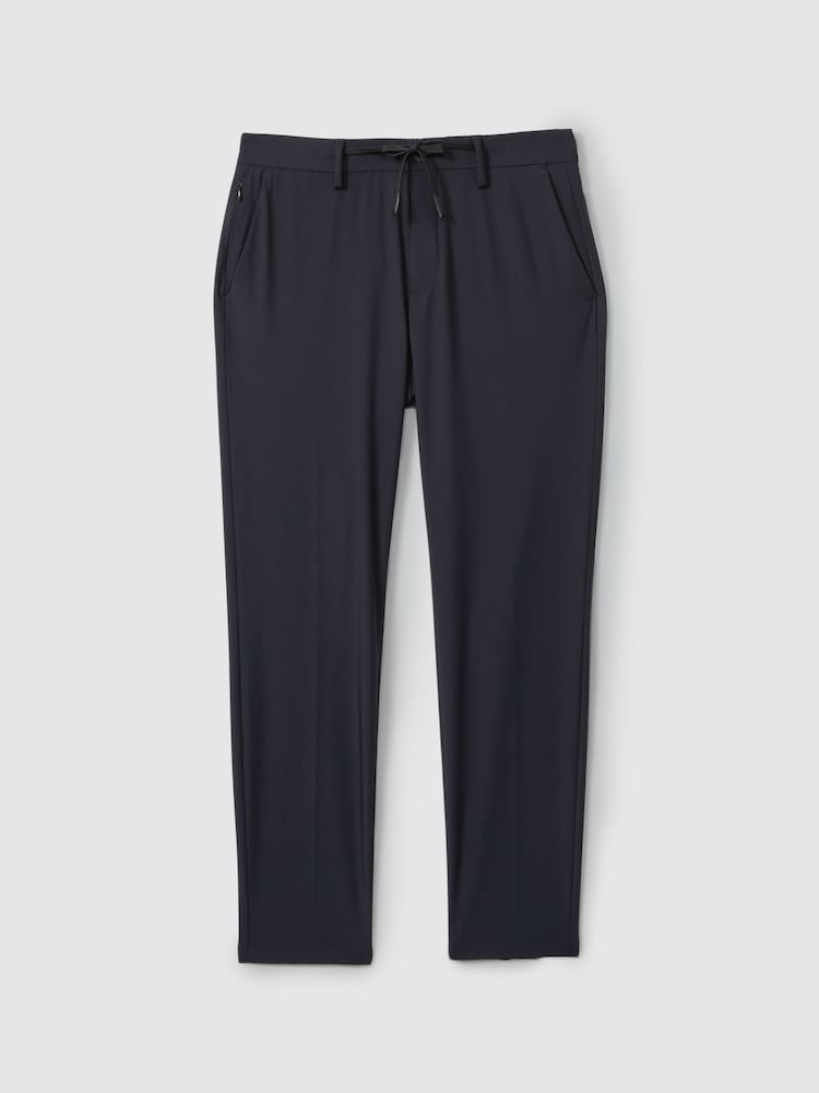 Reiss Navy Split Technical Drawstring Trousers - Image 2 of 5