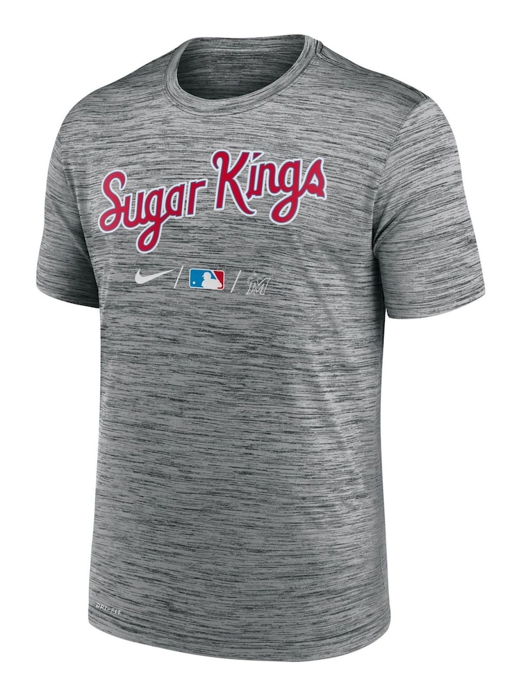 Nike Grey Miami Marlins Velocity Practice T-Shirt - Image 2 of 3