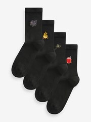 Bonfire Night Embroidered Motif Ankle Socks 4 Pack - Image 1 of 7