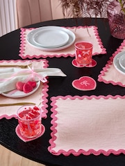 Set of 4 Pink Bright Wiggle Fabric Placemats - Image 1 of 3