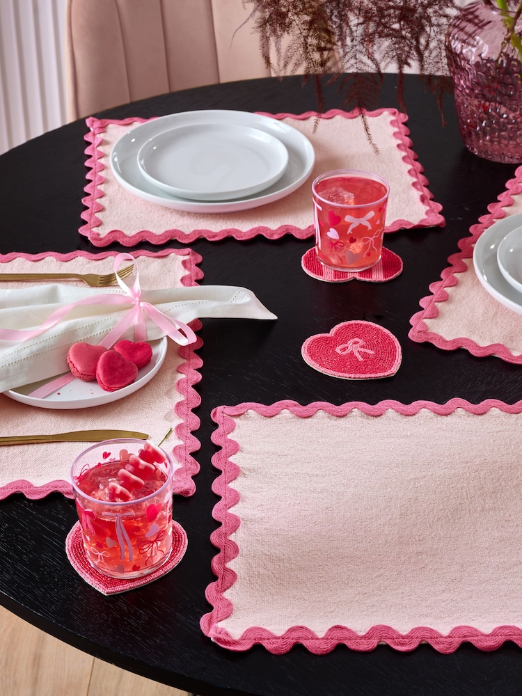Set of 4 Pink Bright Wiggle Fabric Placemats - Image 1 of 3
