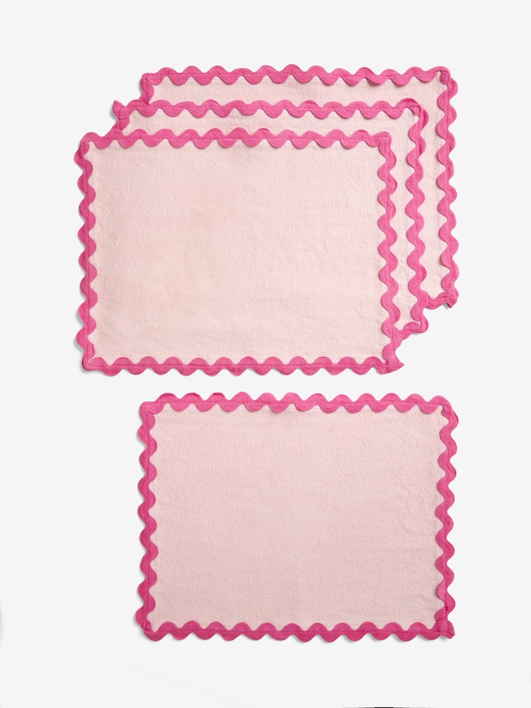 Set of 4 Pink Bright Wiggle Fabric Placemats - Image 3 of 3