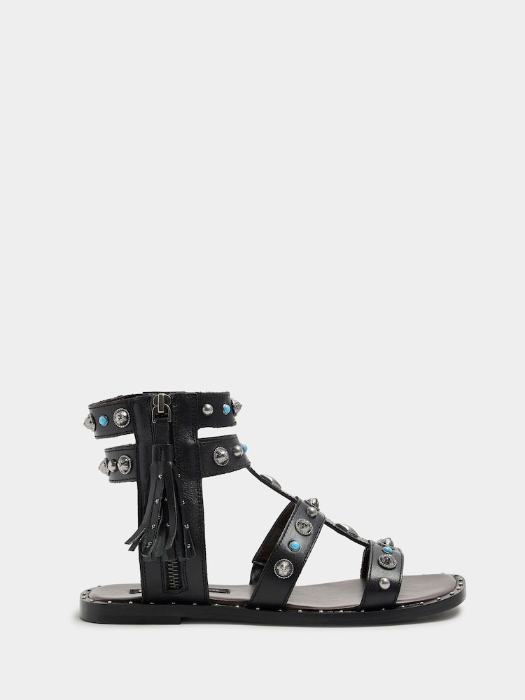River Island Black Studded Gladiator Sandals - Image 1 of 4