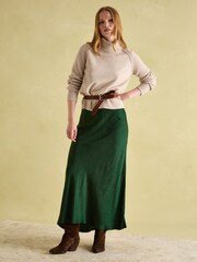 Joules Penelope Green Paisley Satin Midi Skirt - Image 3 of 6