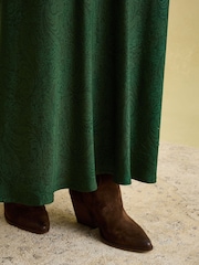 Joules Penelope Green Paisley Satin Midi Skirt - Image 5 of 6