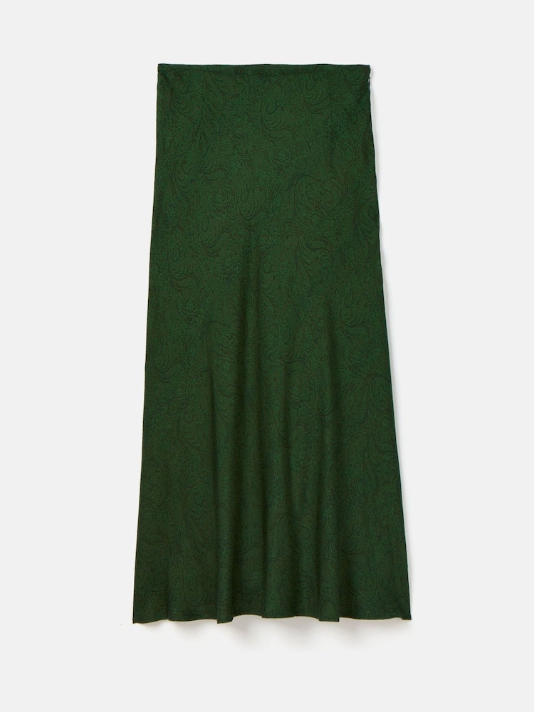 Joules Penelope Green Paisley Satin Midi Skirt - Image 6 of 6