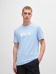 BOSS Blue Large Chest 100% Cotton T-Shirt - Image 1 of 3
