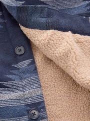 Navy Blue Borg Lined Pattern Shacket - Image 10 of 10