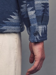 Navy Blue Borg Lined Pattern Shacket - Image 5 of 10