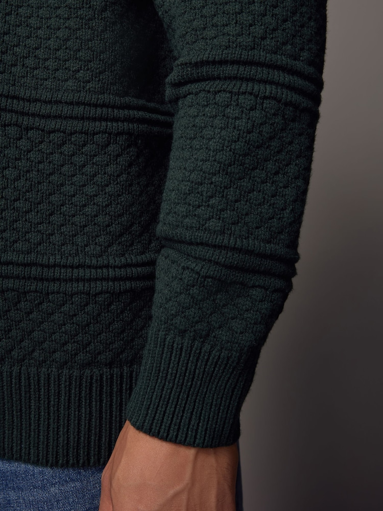 Dark Green Fairisle Pattern Crew Neck Regular Fit Christmas Jumper - Image 6 of 9