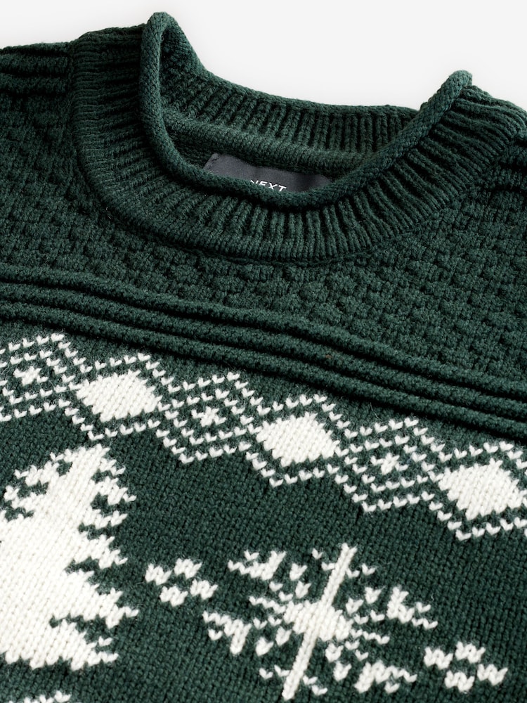 Dark Green Fairisle Pattern - Weihnachtspullover in normaler Passform - Bild 9 von 9 Dark Green Fairisle Pattern - Weihnachtspullover in normaler Passform - Bild 9 von 9