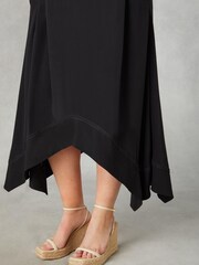 Live Unlimited Black Curve Ladder Trim Hanky Hem Midi Dress - Image 5 of 6