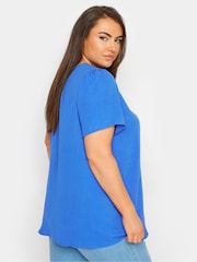 Yours Curve Blue Button Front Blouse - Image 3 of 5